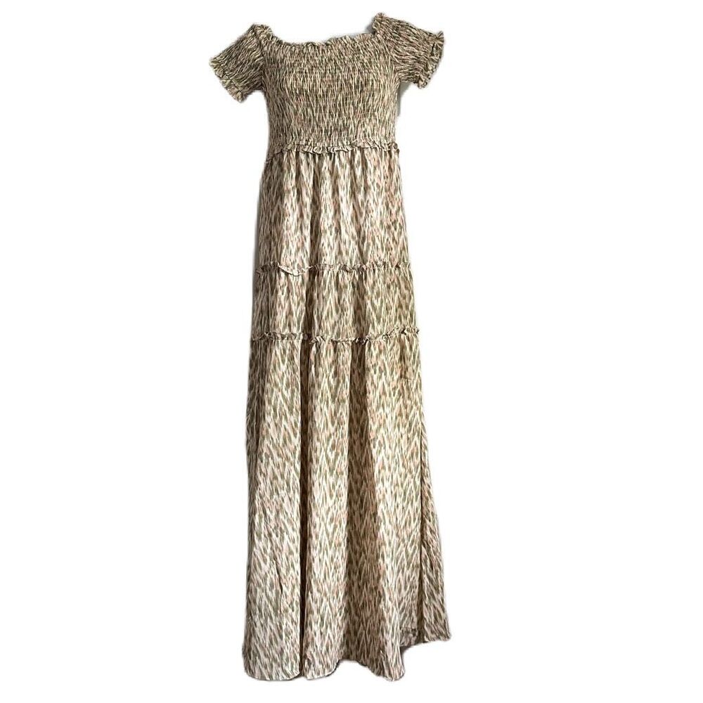 CALVIN TRAN NEW YORK FLORAL SMOCKED DRESS